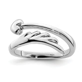 Sterling Silver Rhodium-plated Heart With Wing Toe Ring